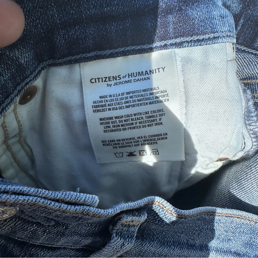 Citizens Of Humanity Indigo Rocket Crop High Rise Skinny Dark Side Detail Jeans - Picture 9 of 10